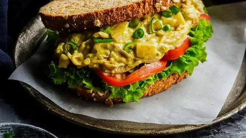 Oyster Mushroom Curry Salad Sandwich