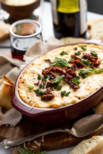 Baked Pesto Dip with Cream Cheese