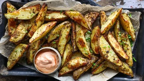 Gajos de patata asados con sabor ranchero