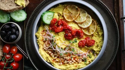 Hummus de limón asado y cúrcuma