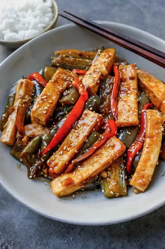 Teriyaki de berenjena y tofu