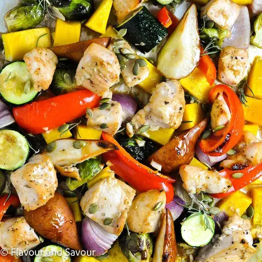 Maple Garlic Chicken Sheet Pan Dinner