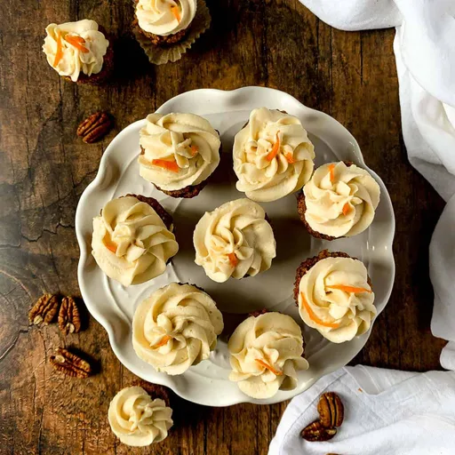 Mini Gluten-Free Carrot Cake Cupcakes with Cream Cheese Frosting