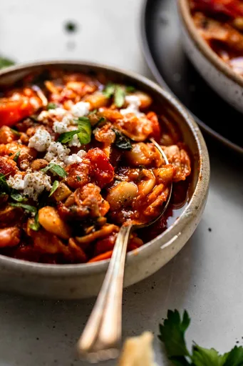 Hearty White Bean Stew with Harissa