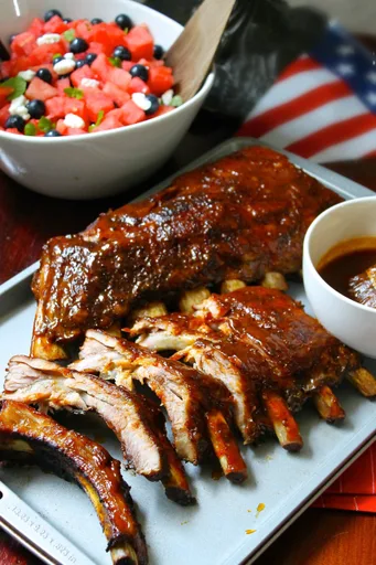 Costillas de cerdo a la barbacoa con glaseado de tamarindo y chipotle