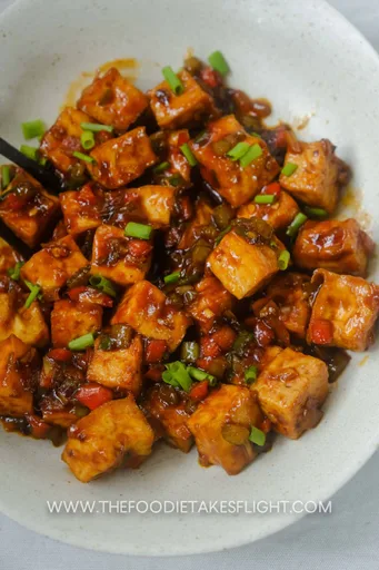 Indo Chinese-Style Chilli Tofu (Vegan)