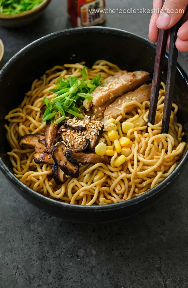 Miso Butter Mazemen (Japanese No-Broth Miso Butter Ramen Noodles)