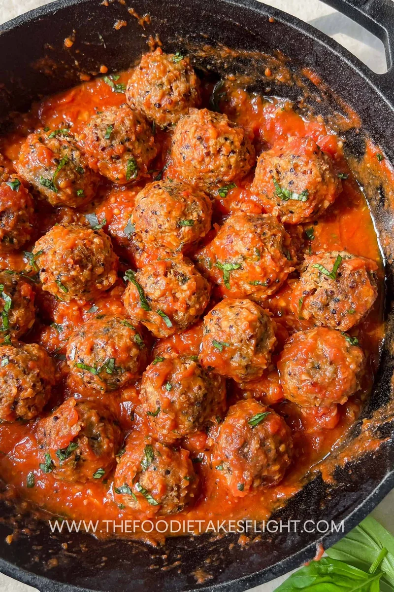 Mushroom Meatballs in Tomato Sauce (Vegan)