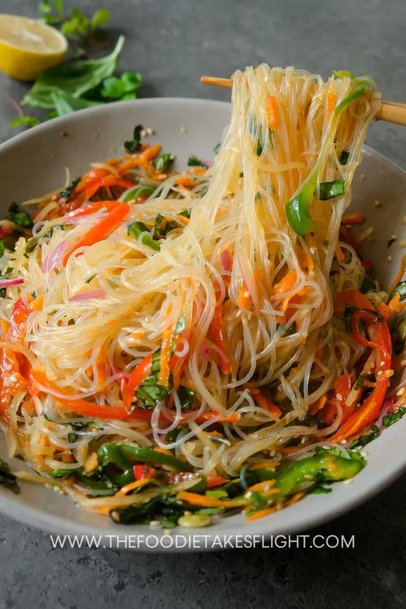 No Cook Noodle Salad with a Tangy Dressing