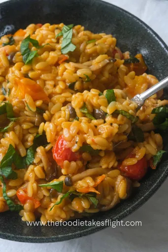 One-Pot Tomato Miso Gochujang Orzo (Risoni)