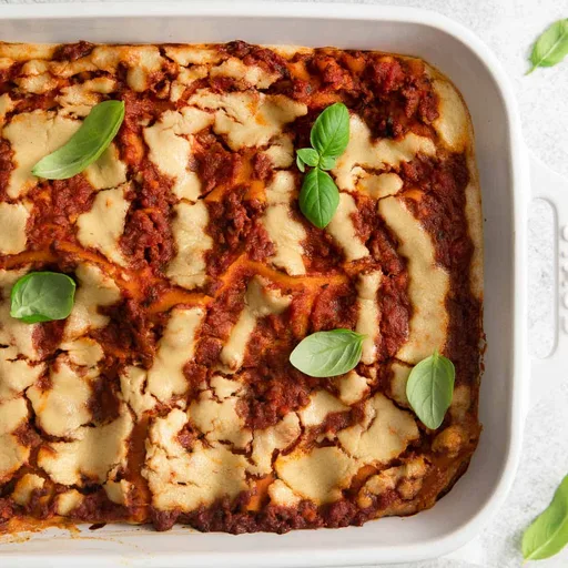 Lasaña sin lácteos (¡con salsa de carne!)