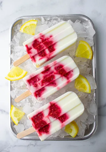 Raspberry-Lemon Greek Yogurt Popsicles