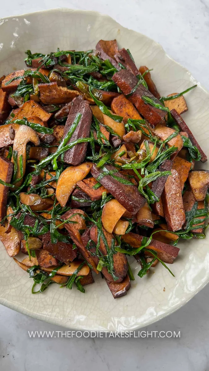 Stir-fried Five Spice Tofu with Garlic Chives