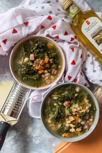 Tuscan White Bean, Kale, Pancetta, and Polenta Soup