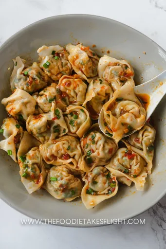 Tofu and Chive Wontons in Chili Broth
