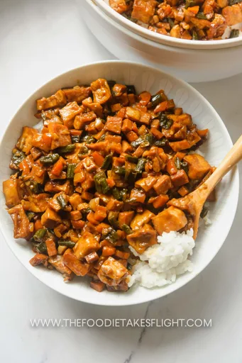 Tofu and Mixed Vegetable Rice Bowl