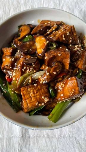 Tofu and Mushrooms in a Sweet Soy Sauce