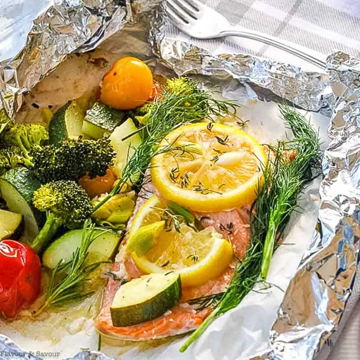 Wild Salmon and Veggies in Foil Packets