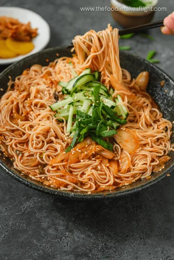 Vegan Korean Spicy Mixed Noodles (Bibim Guksu 비빔국수)