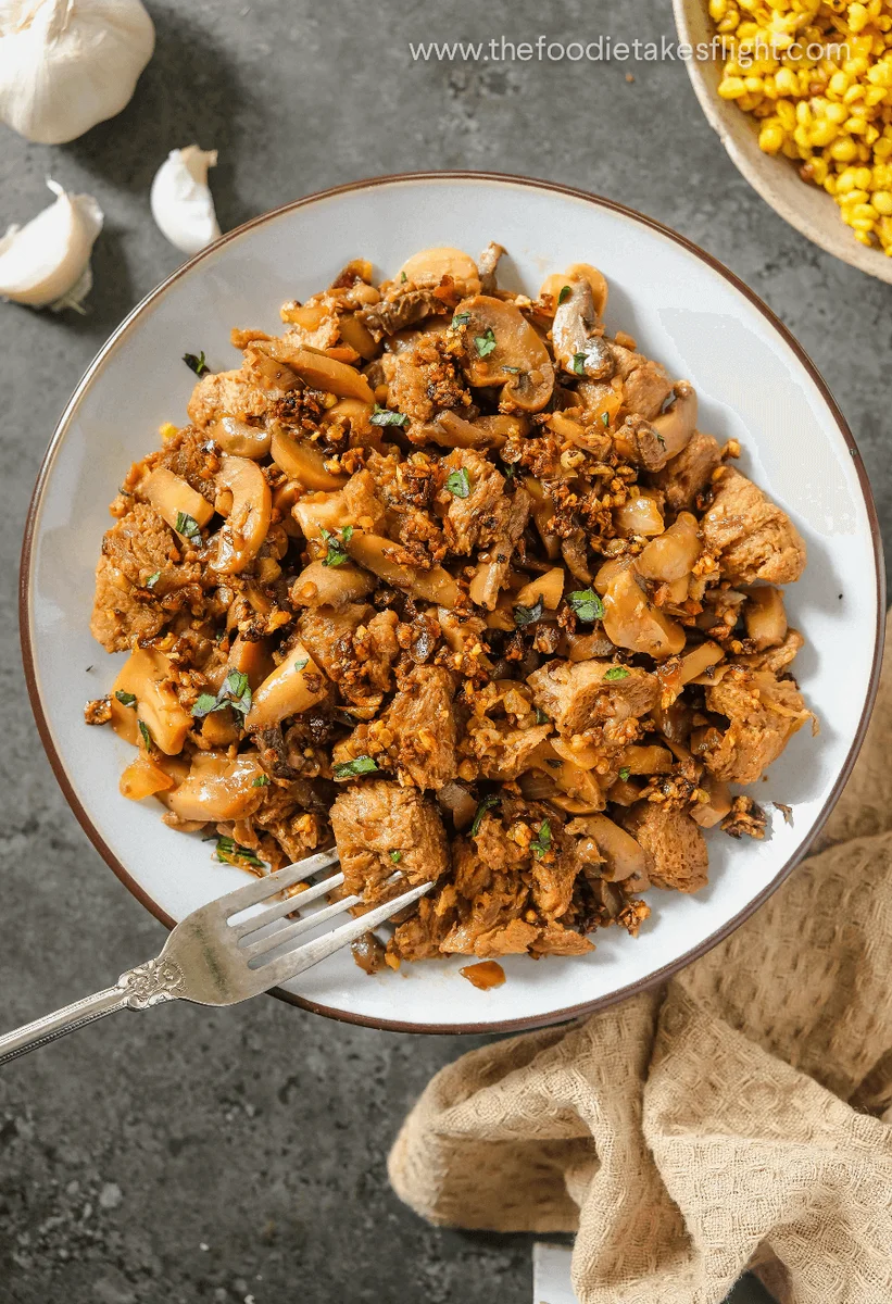 Filipino Tofu and Mushroom Salpicao (Vegan)