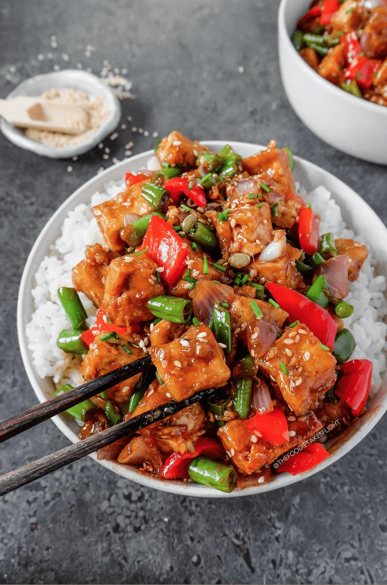 Ginger Sesame Tofu with Green Beans