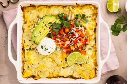Green Chili Chicken Enchilada Casserole