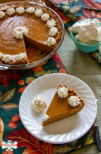 Tarta de calabaza y jengibre con base de galleta