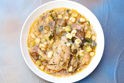 Chicken Pozole Verde with Smoked Chicken and Tomatillos