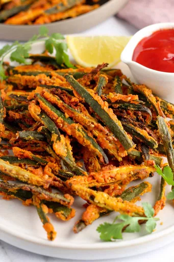 Air fryer Kurkuri Bhindi