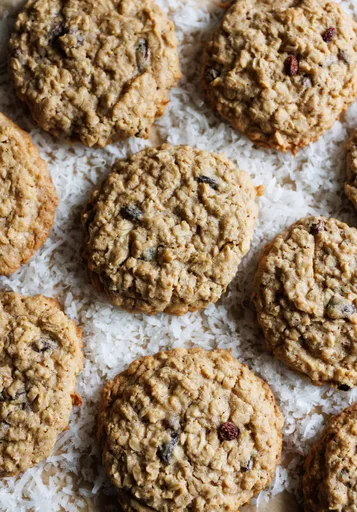 Coconut Oatmeal Rum Raisin Cookies