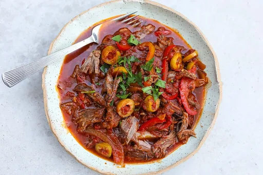 Authentic Cuban Ropa Vieja with Flank Steak
