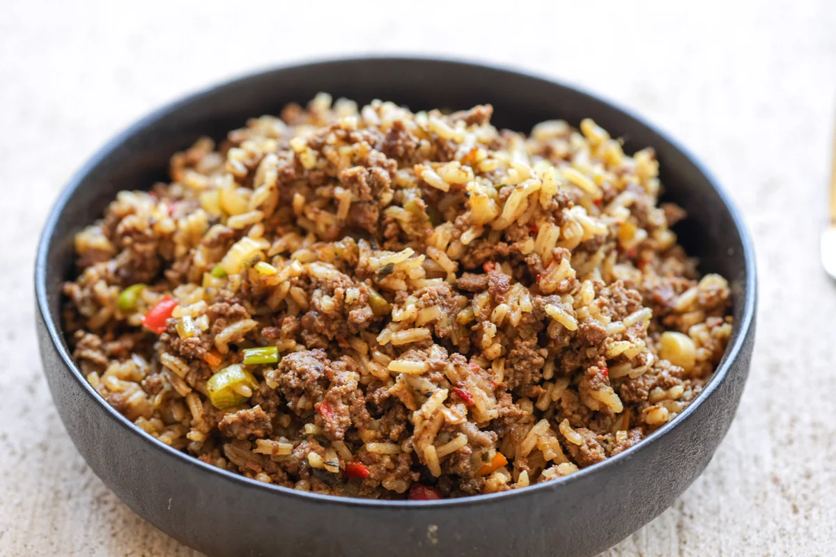 Cajun Dirty Rice with Crispy Beef and Gizzards