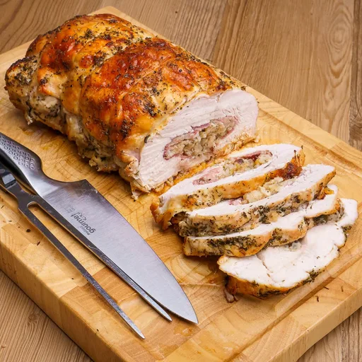 Rollo de pechuga de pavo con relleno