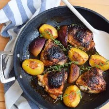 Roast Chicken with Honey, Peaches & Thyme