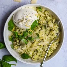Easy Courgette & Lemon Risotto with Fresh Burrata