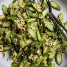 Raw Asparagus Salad with Lemon, Hazelnuts & Pecorino