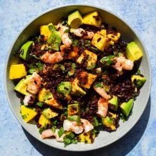 Tajín Prawn and Black Rice Salad with Mango and Avocado