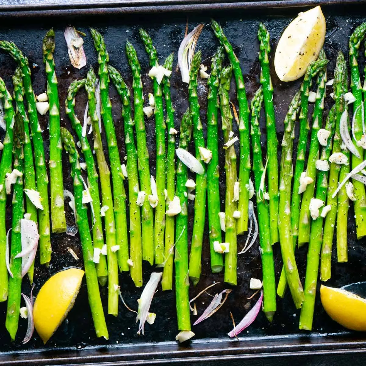 Roasted Asparagus with Lemon, Garlic, and Shallots