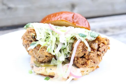 Vegan Fried Chicken Sandwich with Oyster Mushrooms