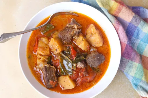 Homemade Vegetable Beef Soup w/ Yuca and Collards