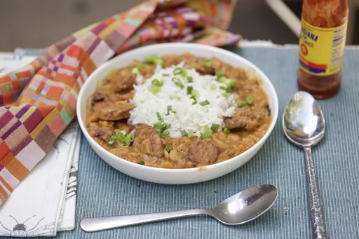 Judías blancas cremosas y arroz con judías alubias