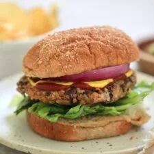 Easiest Skillet Black Bean BBQ Burgers with Cheddar