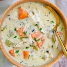 Cozy Cream of Chicken and Wild Rice Soup (no cream!)