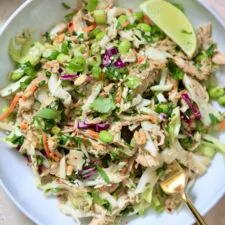 Quick Edamame Chicken Salad with Sesame Soy Ginger Dressing