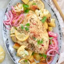 Lemony Sheet Pan Chicken with Potatoes and Cauliflower