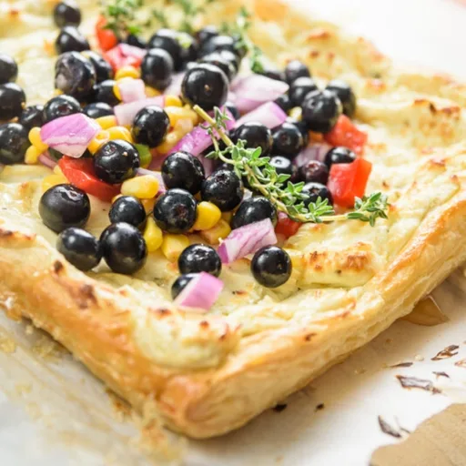Goat Cheese Tart with Blueberry-Sweet Corn Salsa