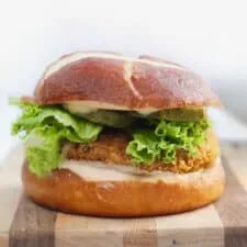 Chickpea Walnut Veggie Burgers with Pumpkin and Chipotle Yogurt Sauce