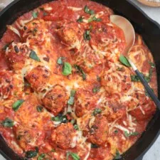 Melt-In-Your-Mouth Chicken Parm Meatballs (Skillet!)