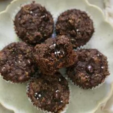 Healthy Chocolate Zucchini Muffins (egg free!)