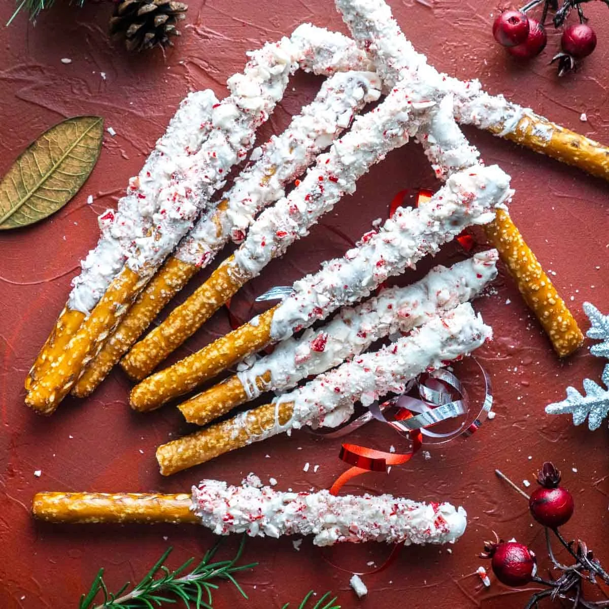 Peppermint White Chocolate Pretzels